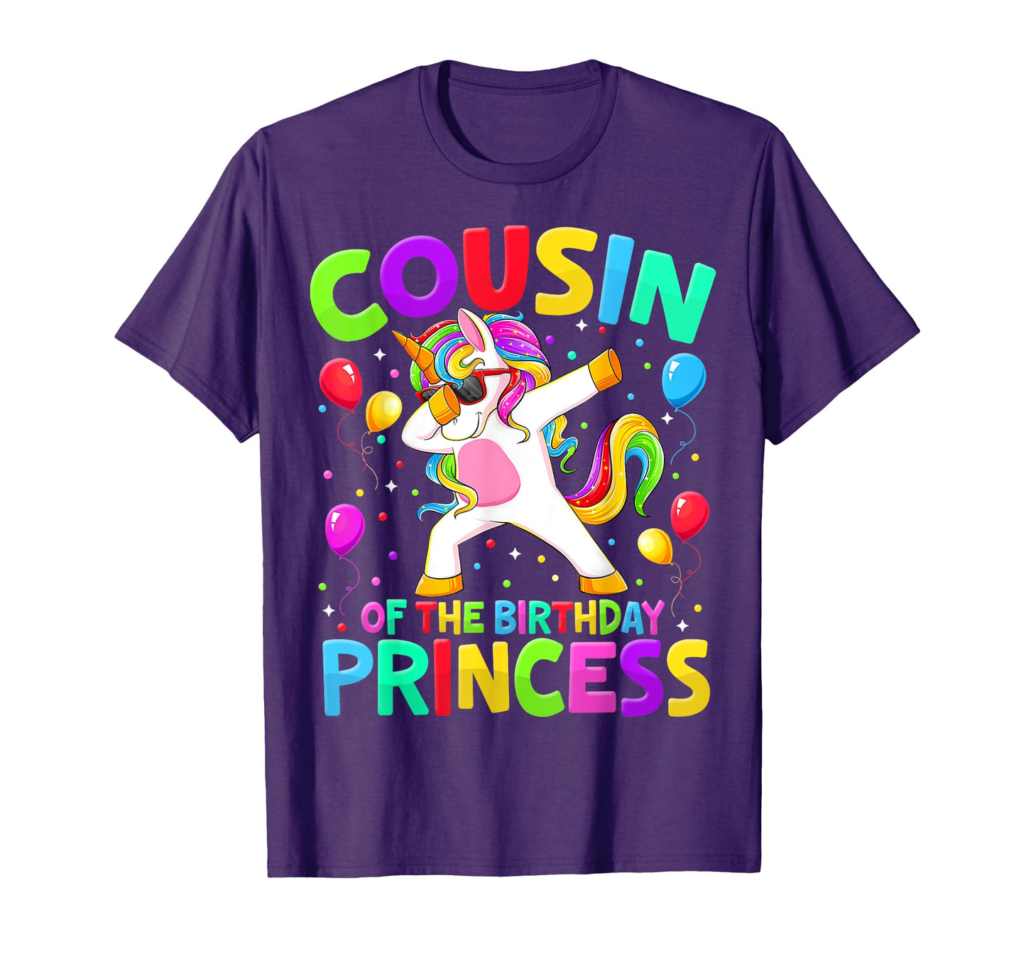 Cousin Of The Birthday Princess Girl Dabbing Unicorn Bro Sis T-Shirt