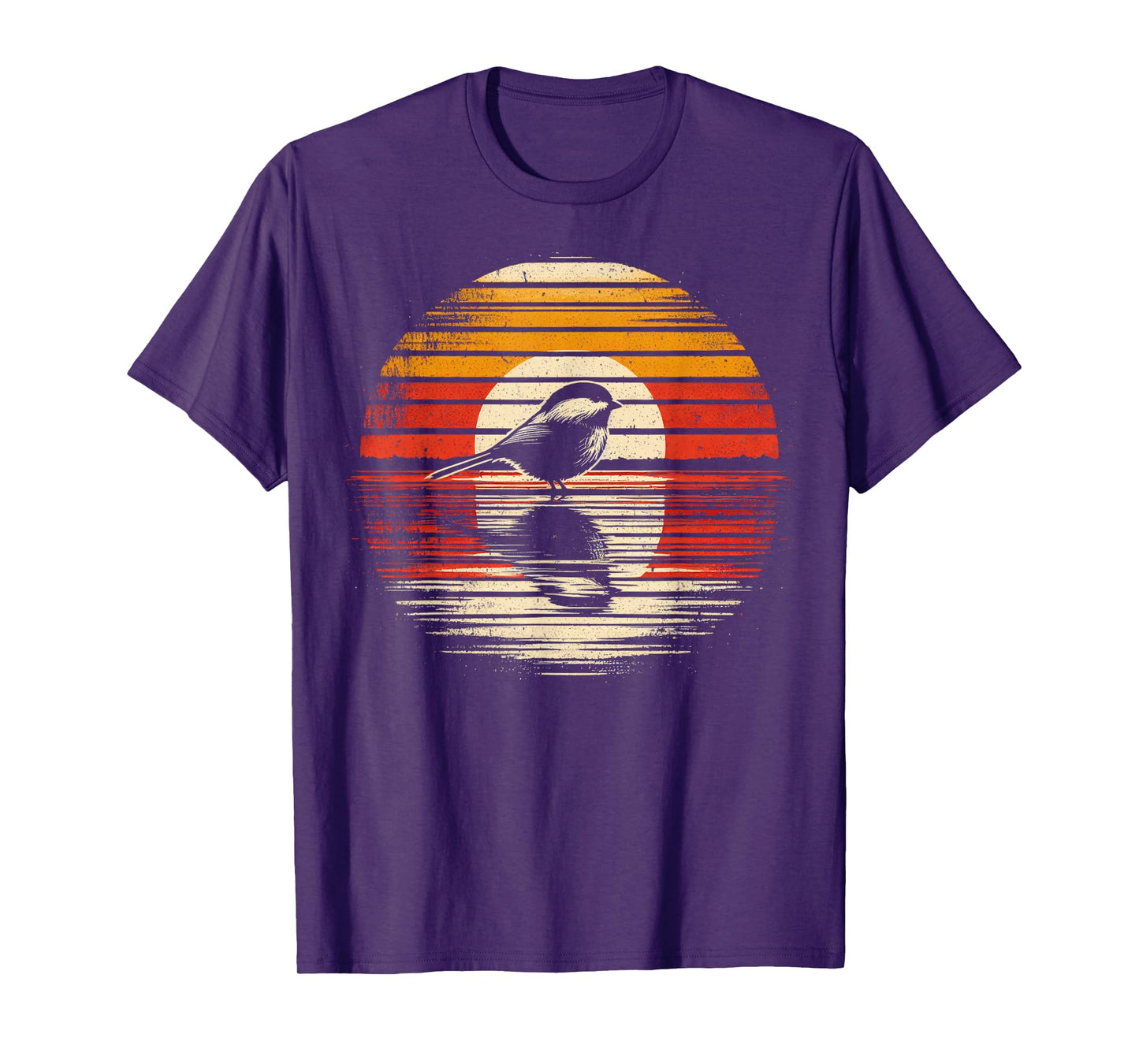 Chickadee Bird Sunset Retro Style Safari Vintage 70s T-Shirt