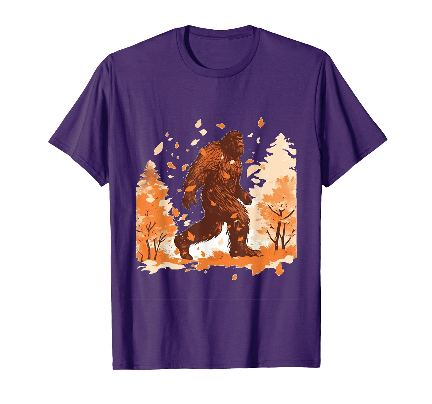 Bigfoot Fall Leaves Thanksgiving Day Sasquatch Autumn T-Shirt