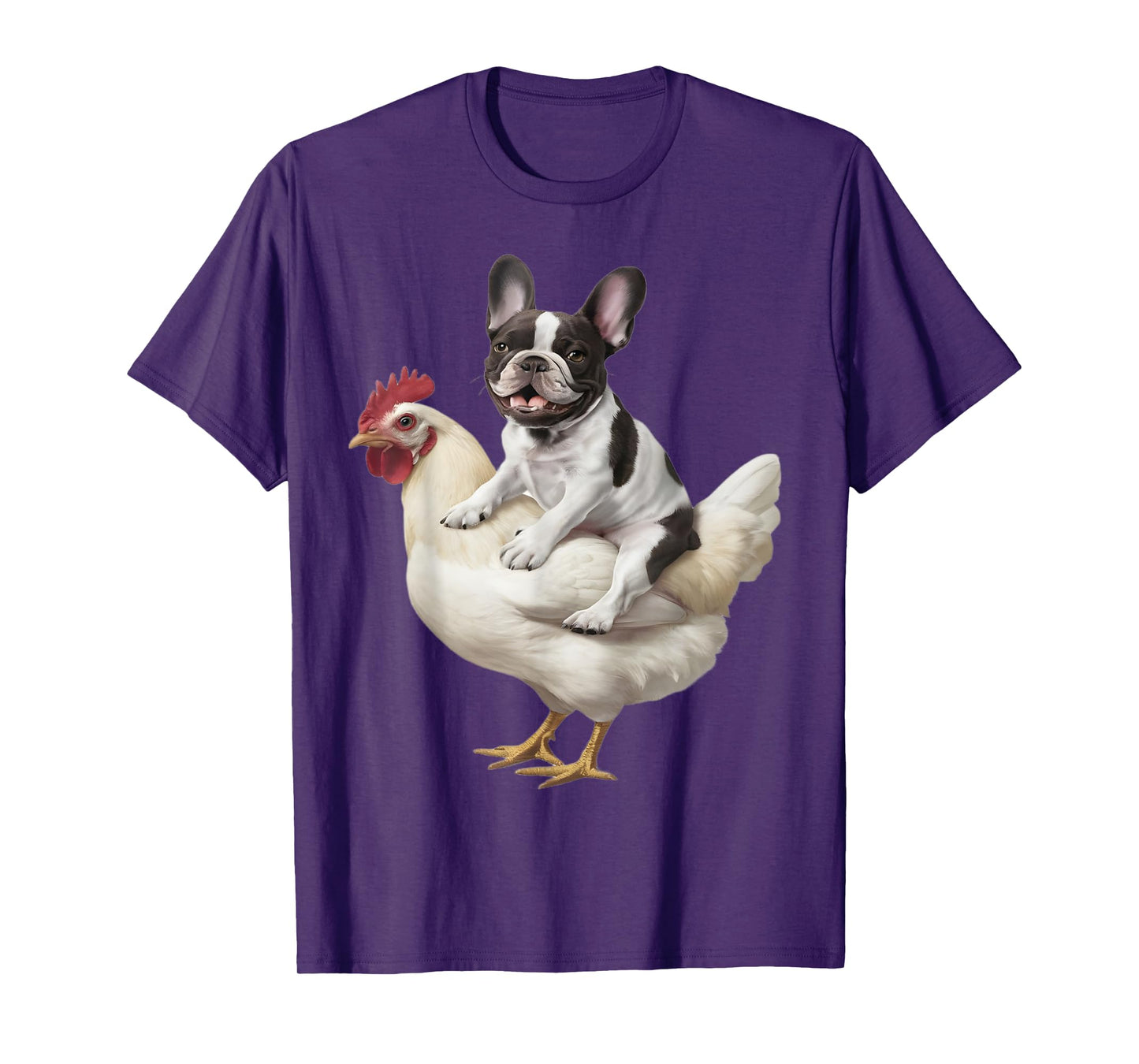 Dog on a Chicken Lover Funny French Bulldog Riding Chicken T-Shirt