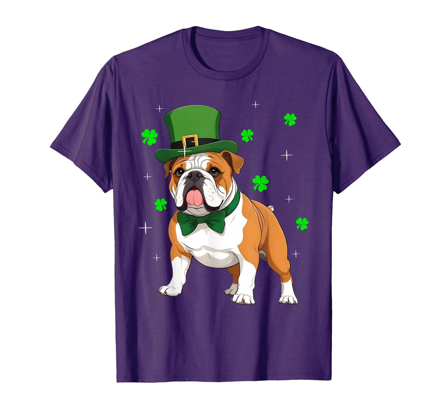 Shamrock Leprechaun Hat English Bulldog St Patrick's Day Men Women Kids T-Shirt