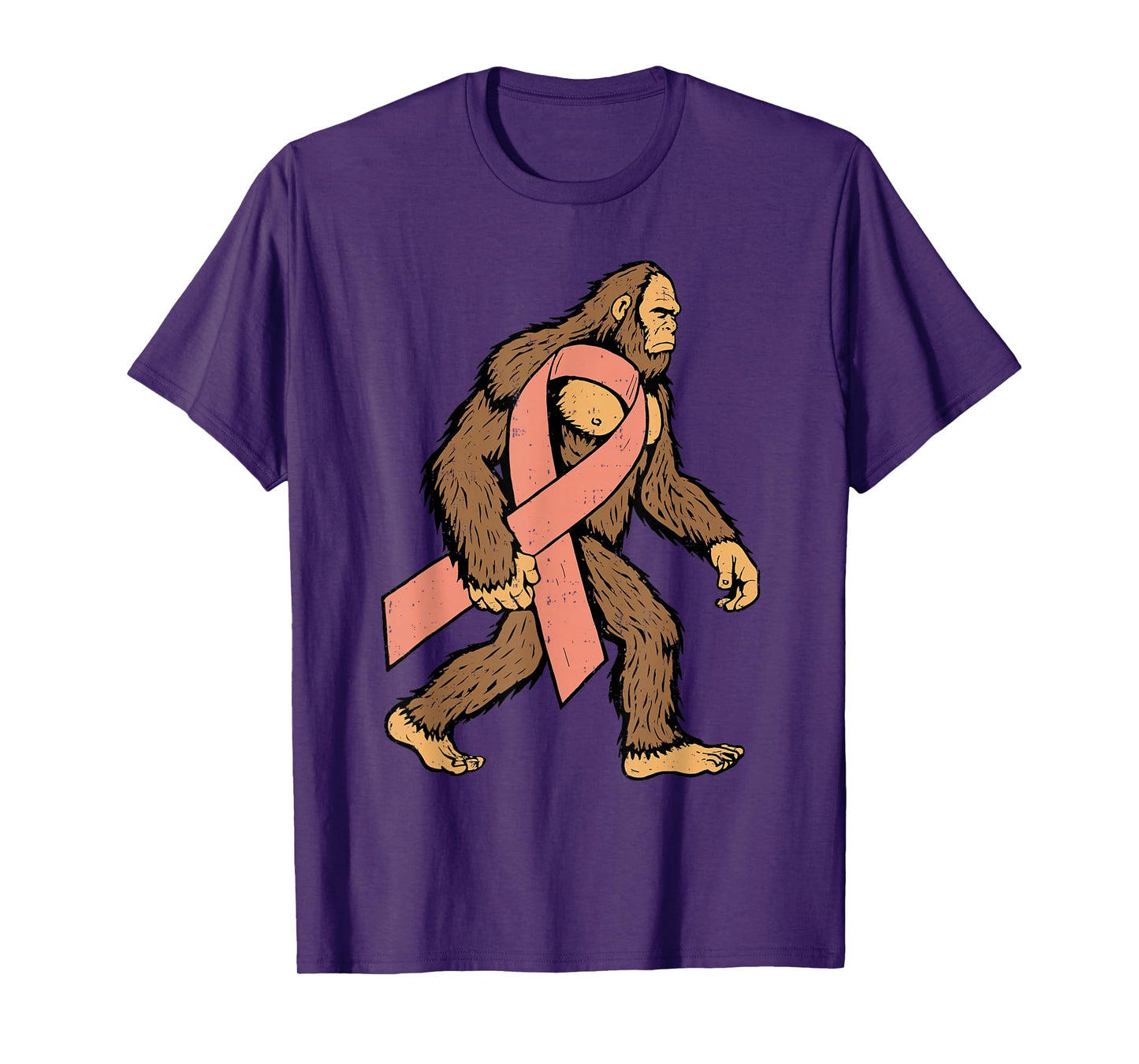 Uterine Cancer Awareness Bigfoot Ribbon Peach Men Boy Kid T-Shirt