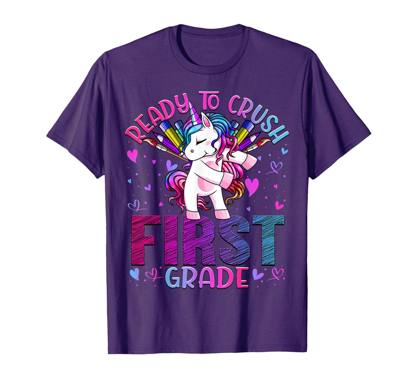 Ready to Crush First 1st Grade Back To School Unicorn Kids T-Shirt