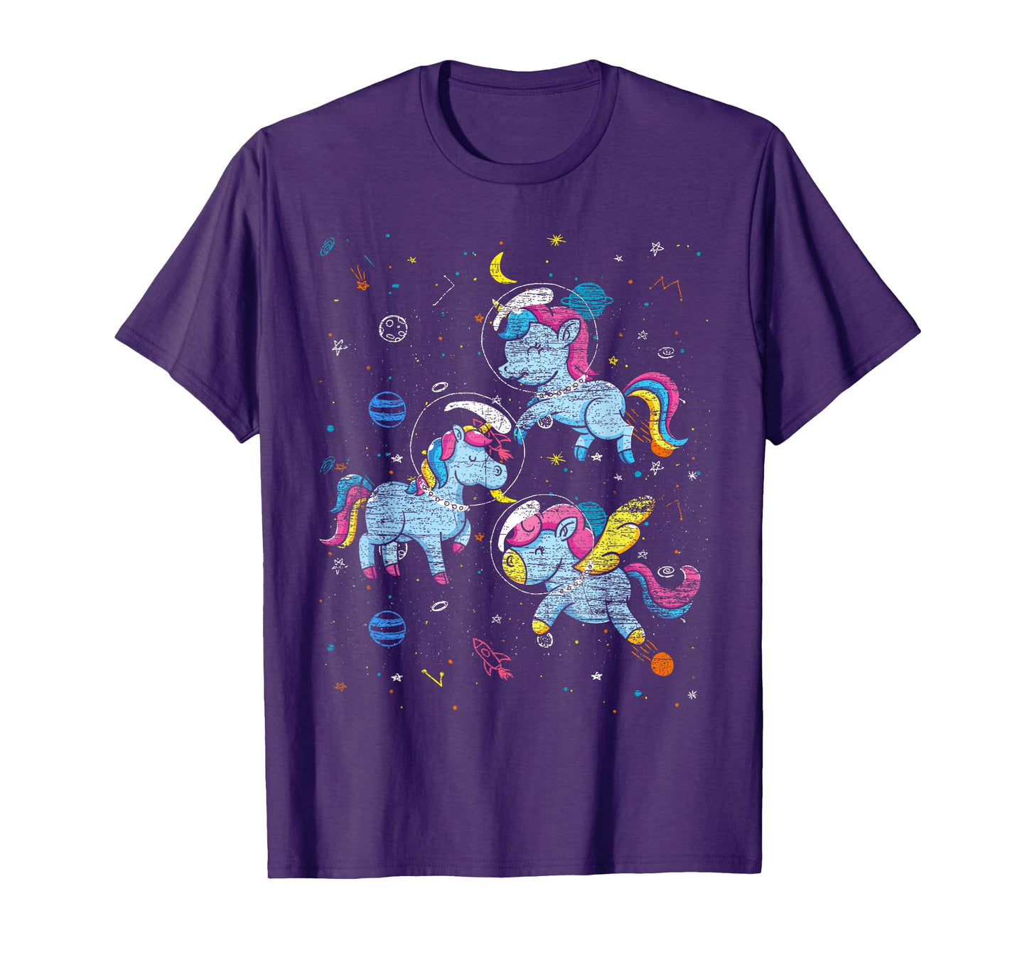 Astronaut Outer Space Planets Magical Girls Gift Unicorn T-Shirt