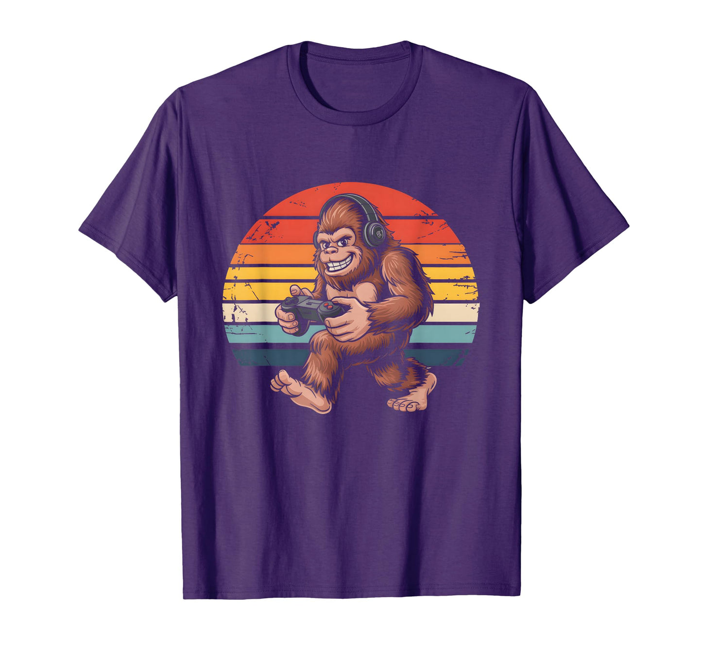 Retro Bigfoot Gamer Playing Console Video Games Sasquatch T-Shirt
