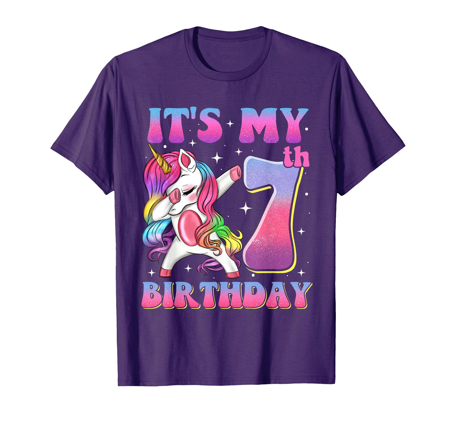 It's My 7th Birthday Dabbing Unicorn 7 Year Old Girls Kids T-Shirt