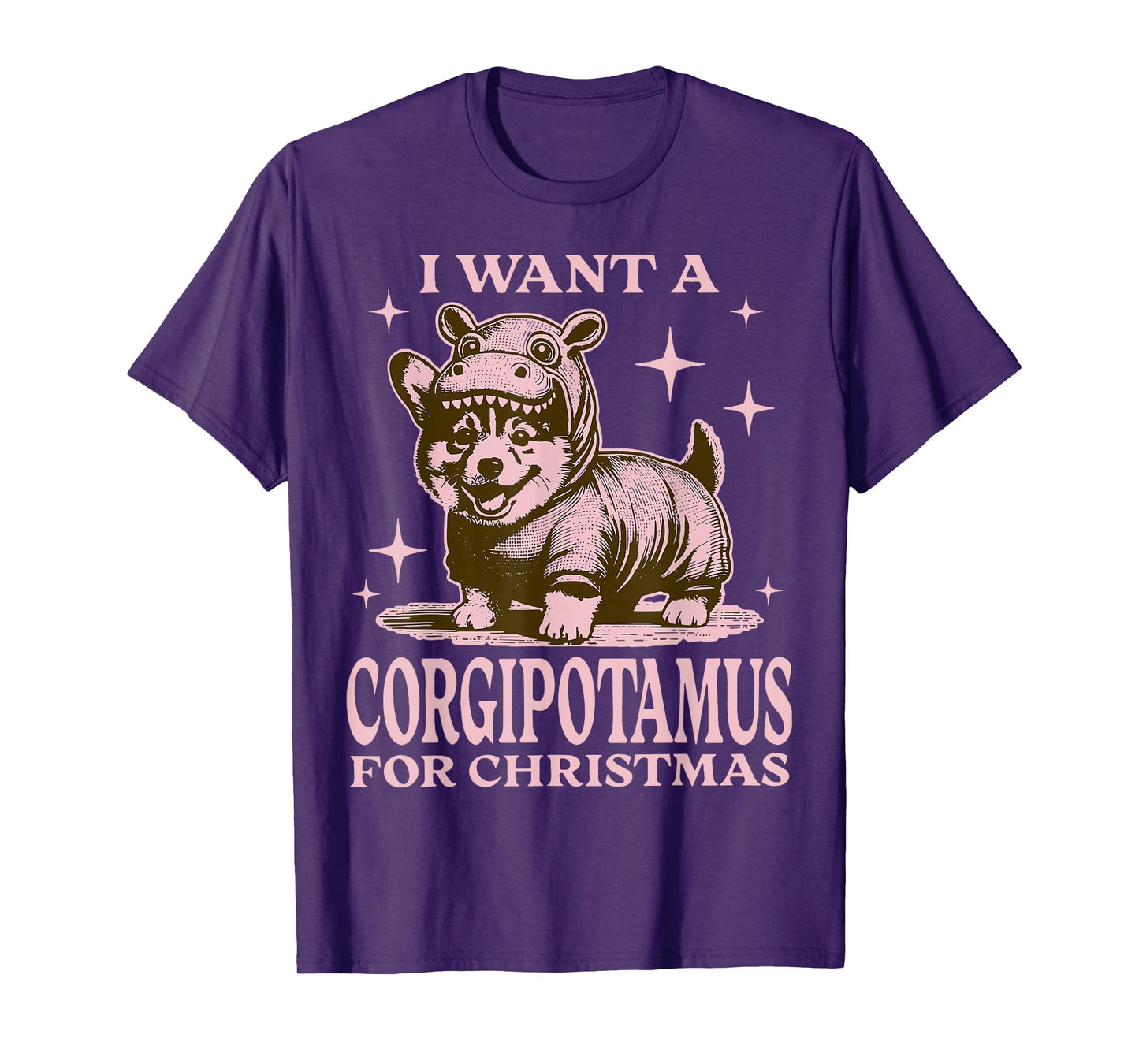 I Want A Corgipotamus For Christmas Funny Corgi Christmas T-Shirt