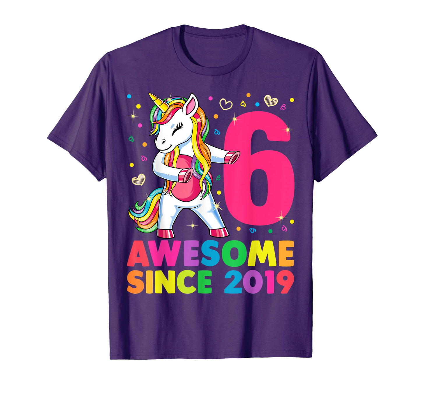6 Years Old Unicorn Flossing 6th Birthday Girl Unicorn Party T-Shirt
