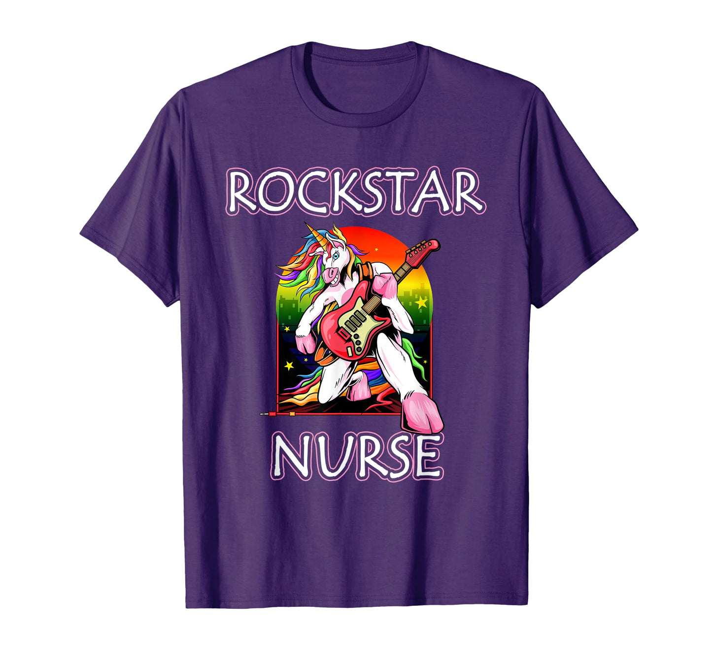 Unicorn Nurse Rockstar Rock Guitar Music Band Nursing T-Shirt