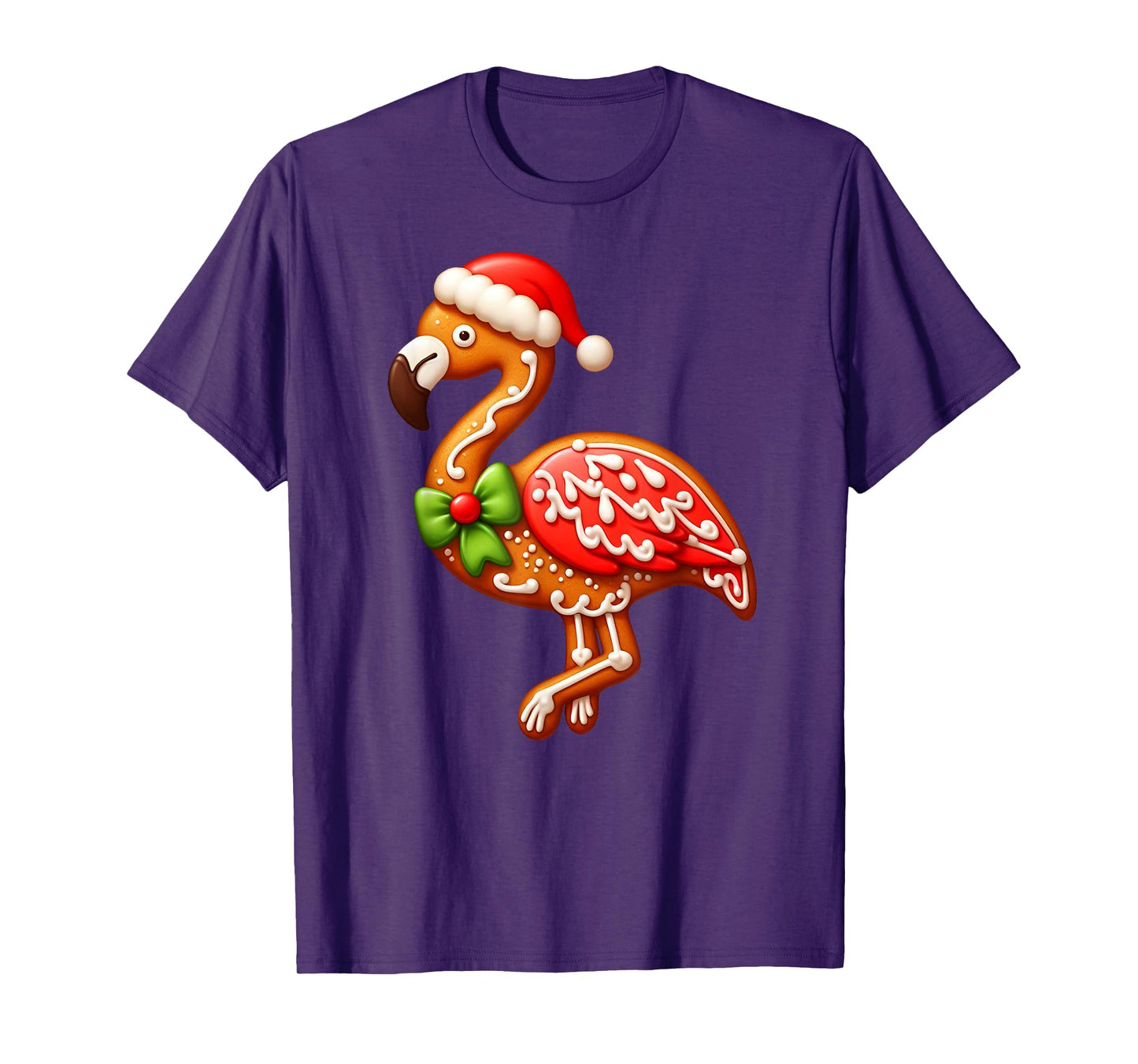 Funny Gingerbread Man Flamingo Christmas Womens Mens Kids T-Shirt