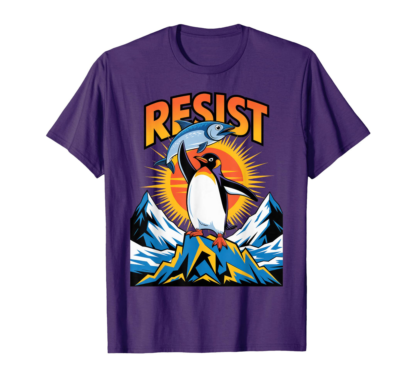 Penguins Protest Against Tariffs Funny Penguin Tariff T-Shirt