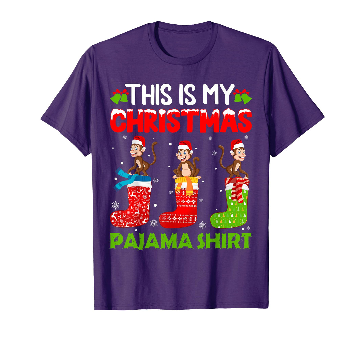 Monkey in Xmas Socks This is My Monkey Christmas Pajama T-Shirt