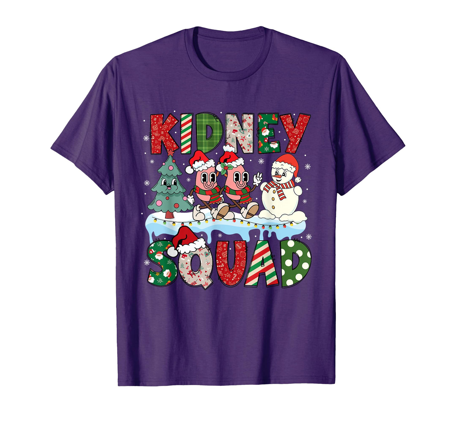 Kidney Squad Xmas Tree Snowman Dialysis Nurse Christmas T-Shirt