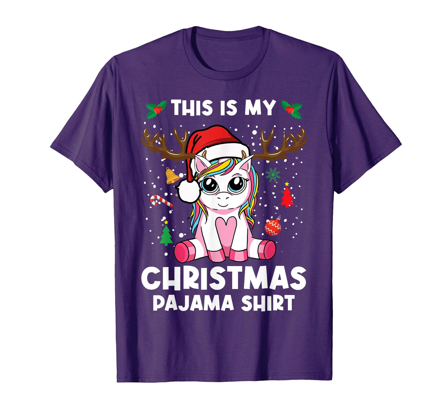 This Is My Christmas Pajama Shirt Girls Unicorn Christmas T-Shirt