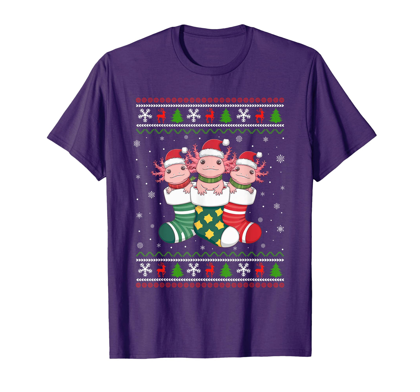 Ugly Xmas Sweater Axolotl In Christmas Socks T-Shirt