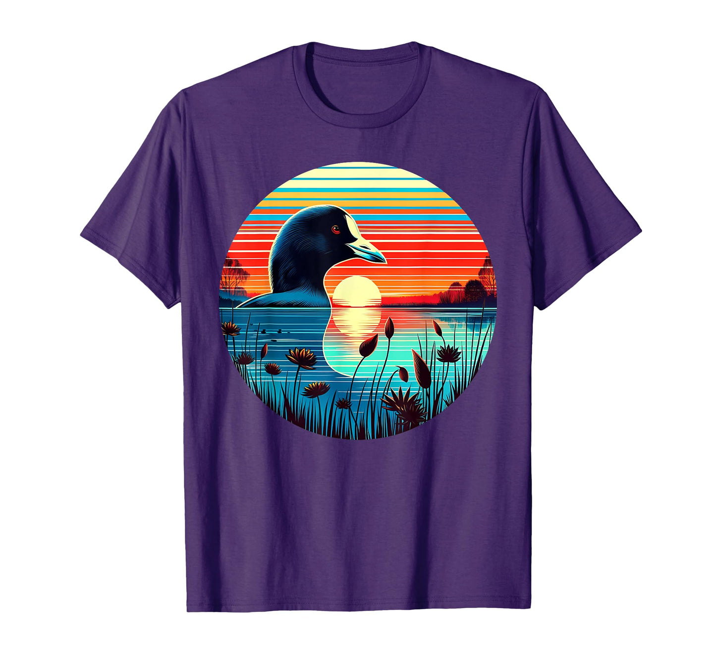 Coot Bird Sunset Retro Style Safari Vintage 70s T-Shirt