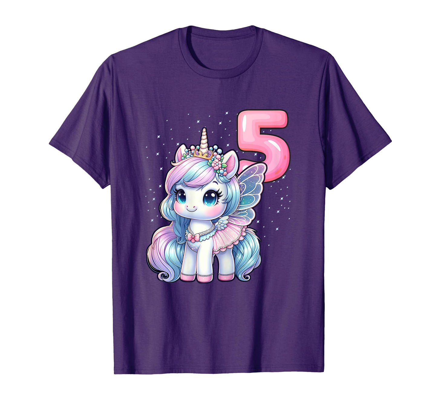 Unicorn Fairy 5th Birthday 5 Year Old Party Girls Outfit T-Shirt