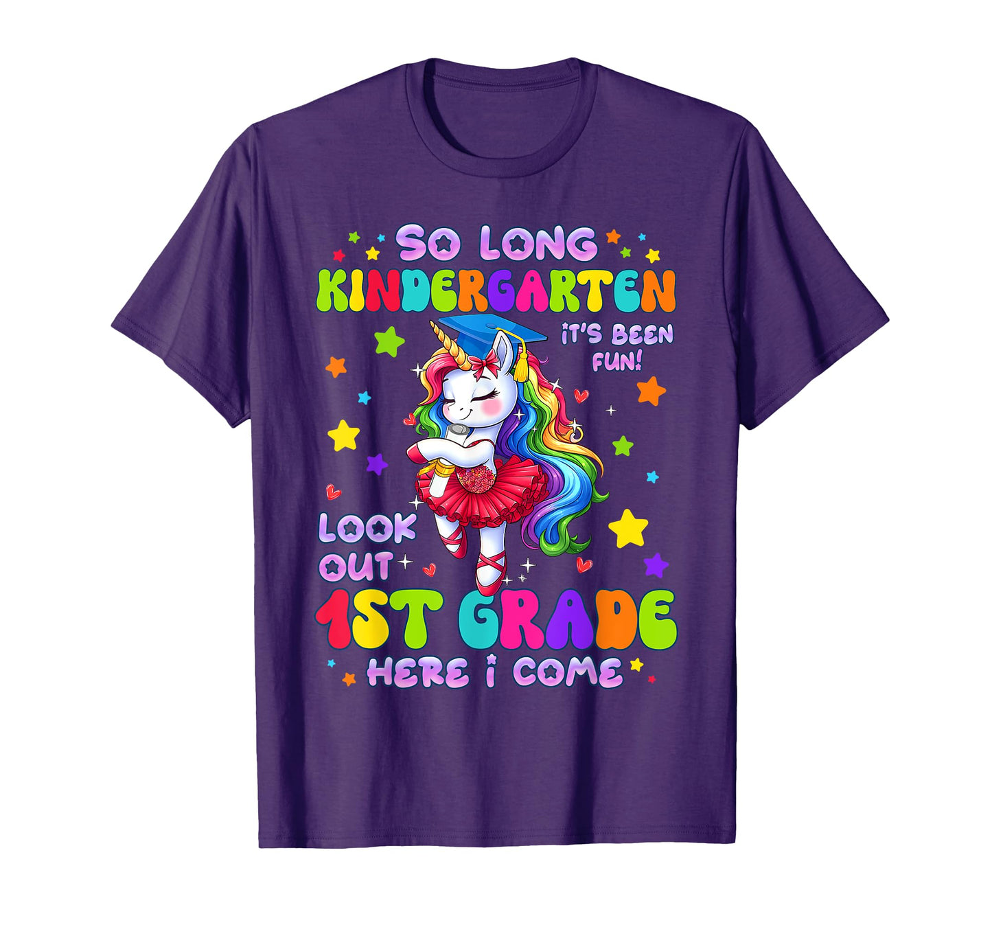Kindergarten Graduation 2025 Graduate Girls Unicorn 1st Grad T-Shirt