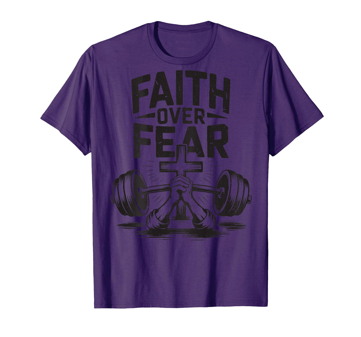 Men's Faith Over Fear Christian Workout Gym Jesus Workout T-Shirt