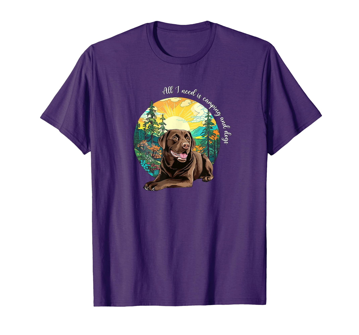 Funny Cute Mens Womens Camping Chocolate Lab Dog Lover T-Shirt