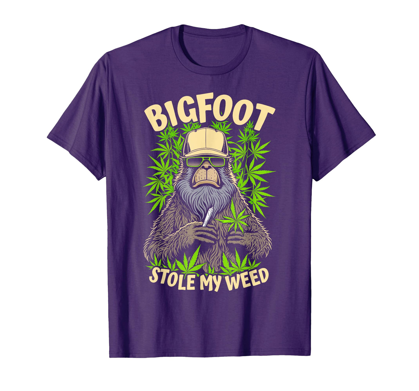 Bigfoot Stole My Weed Funny Sasquatch Stoner Cannabis Blunt T-Shirt