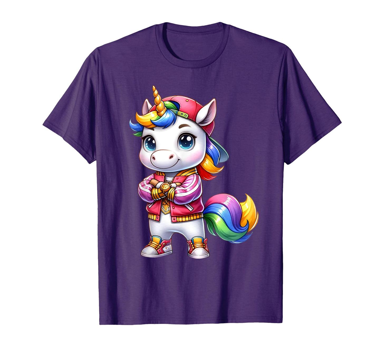 Hip Hop Unicorn Rainbow Swag Kids Fun T-Shirt