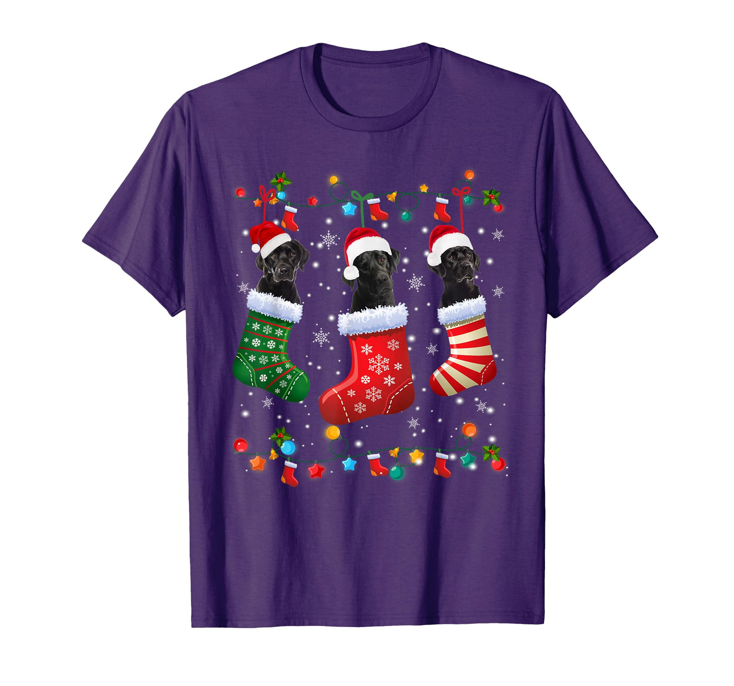 Christmas Socks Pajama Black Lab Labrador Dog Puppy Lover T-Shirt
