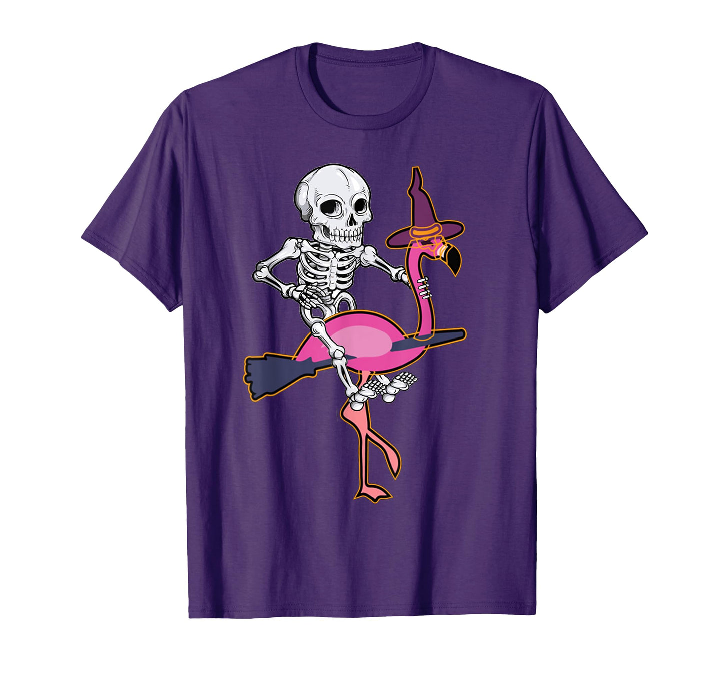 Skeleton Riding Flamingo Funny Halloween Pumpkin Boys T-Shirt