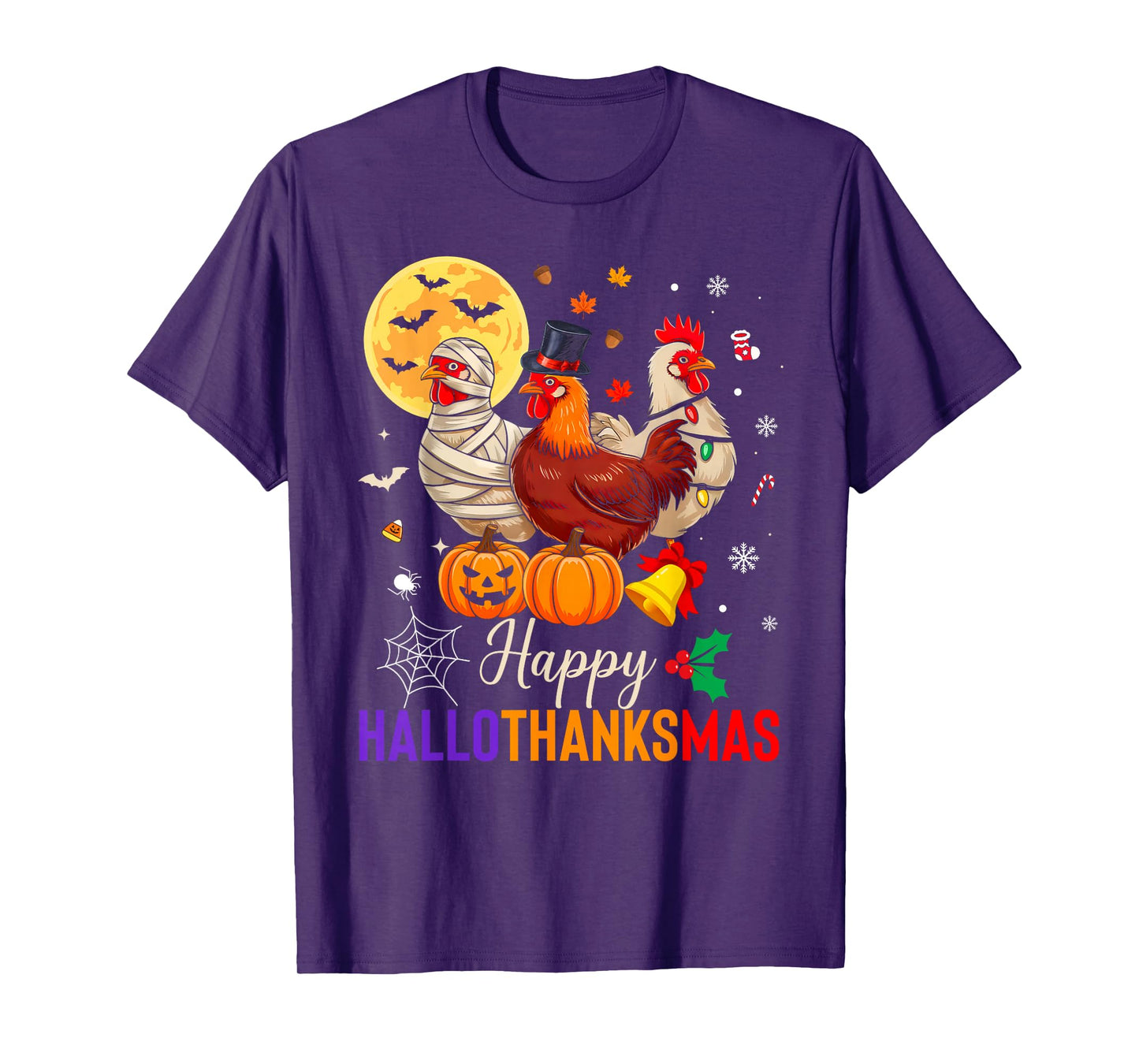 Chicken Halloween Thanksgiving Xmas Happy Hallothanksmas T-Shirt