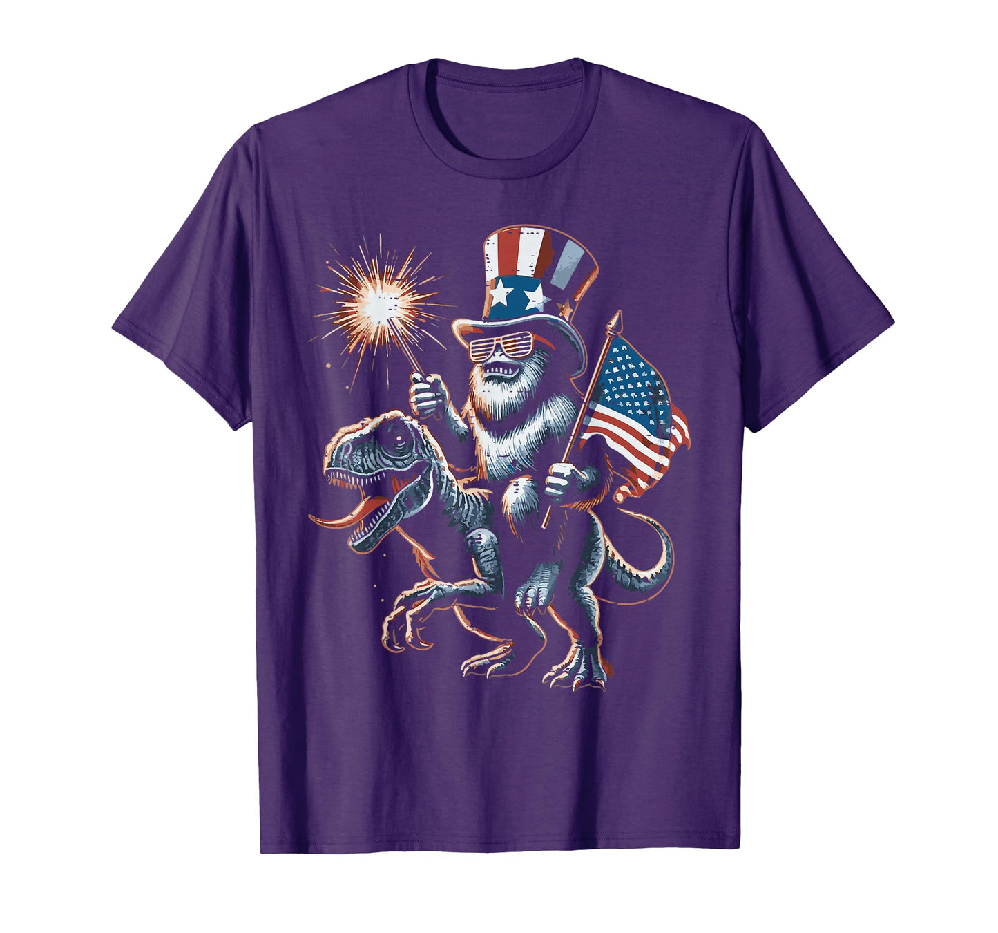 4th Of July Bigfoot Dino Trex American Boys Kids Youth T-Shirt