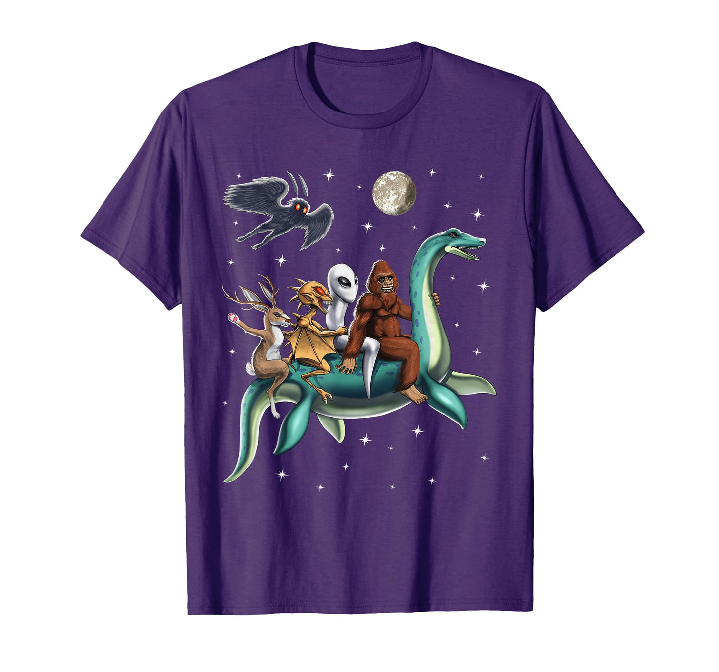 Cryptid Bigfoot Jackalope Mothman Loch Ness Monster T-Shirt