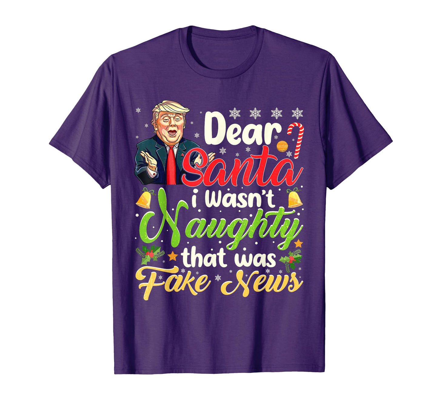 Christmas Trump Dear Santa Fake News Funny Xmas Men Women T-Shirt