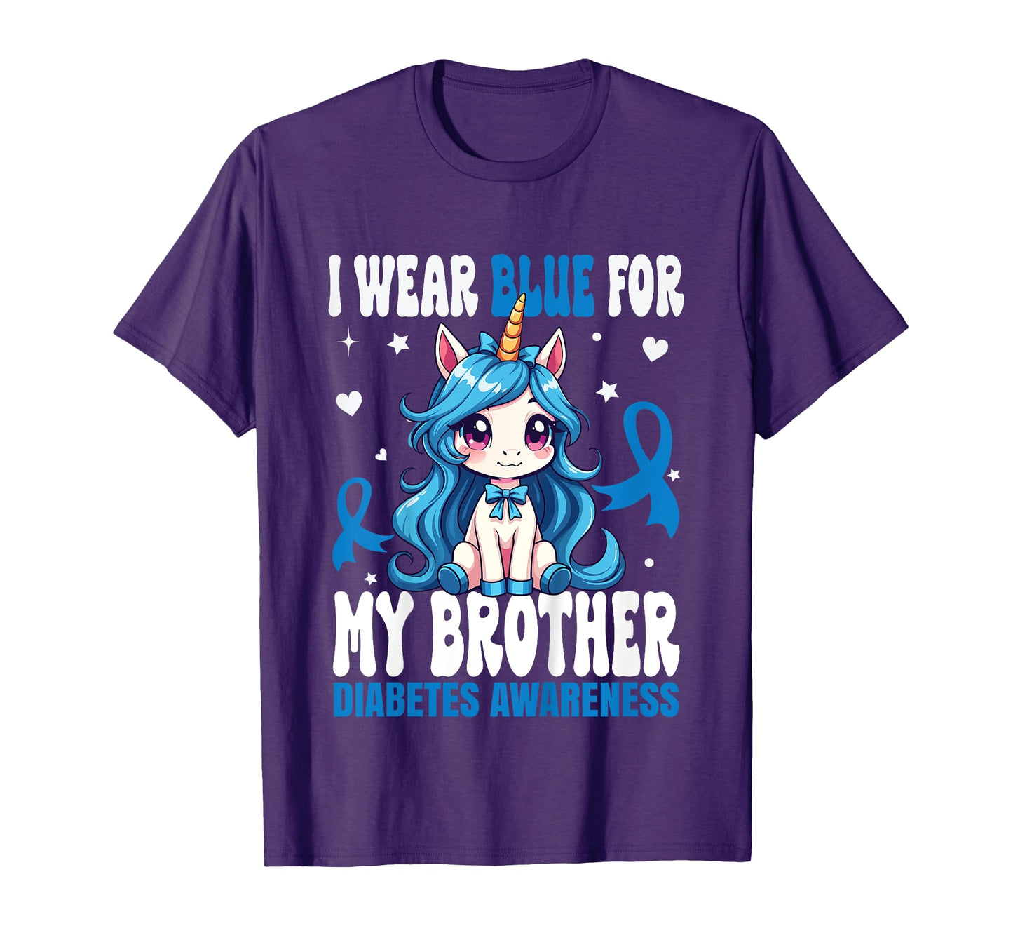 Kids I Wear Blue For My Brother Diabetes Awareness T1D Diabetes T-Shirt
