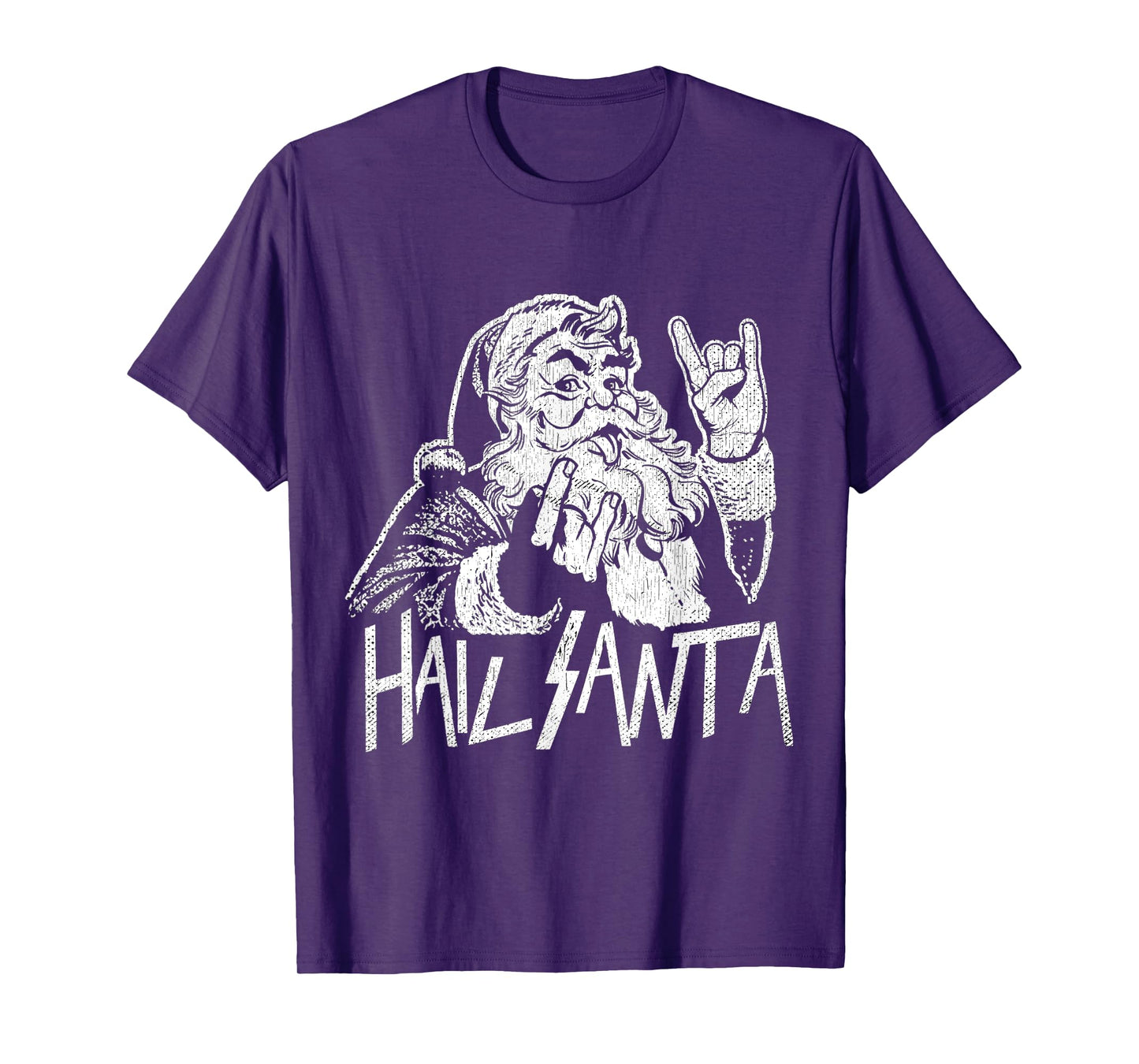 Hail Santa Heavy Metal Goth Sarcastic Rock Band Christmas T-Shirt