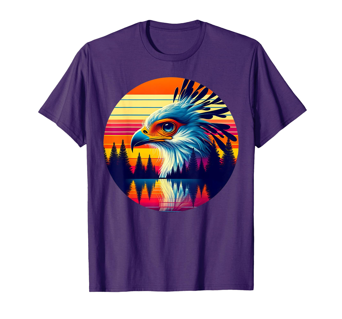Secretary Bird Sunset Retro Style Safari Vintage 70s T-Shirt