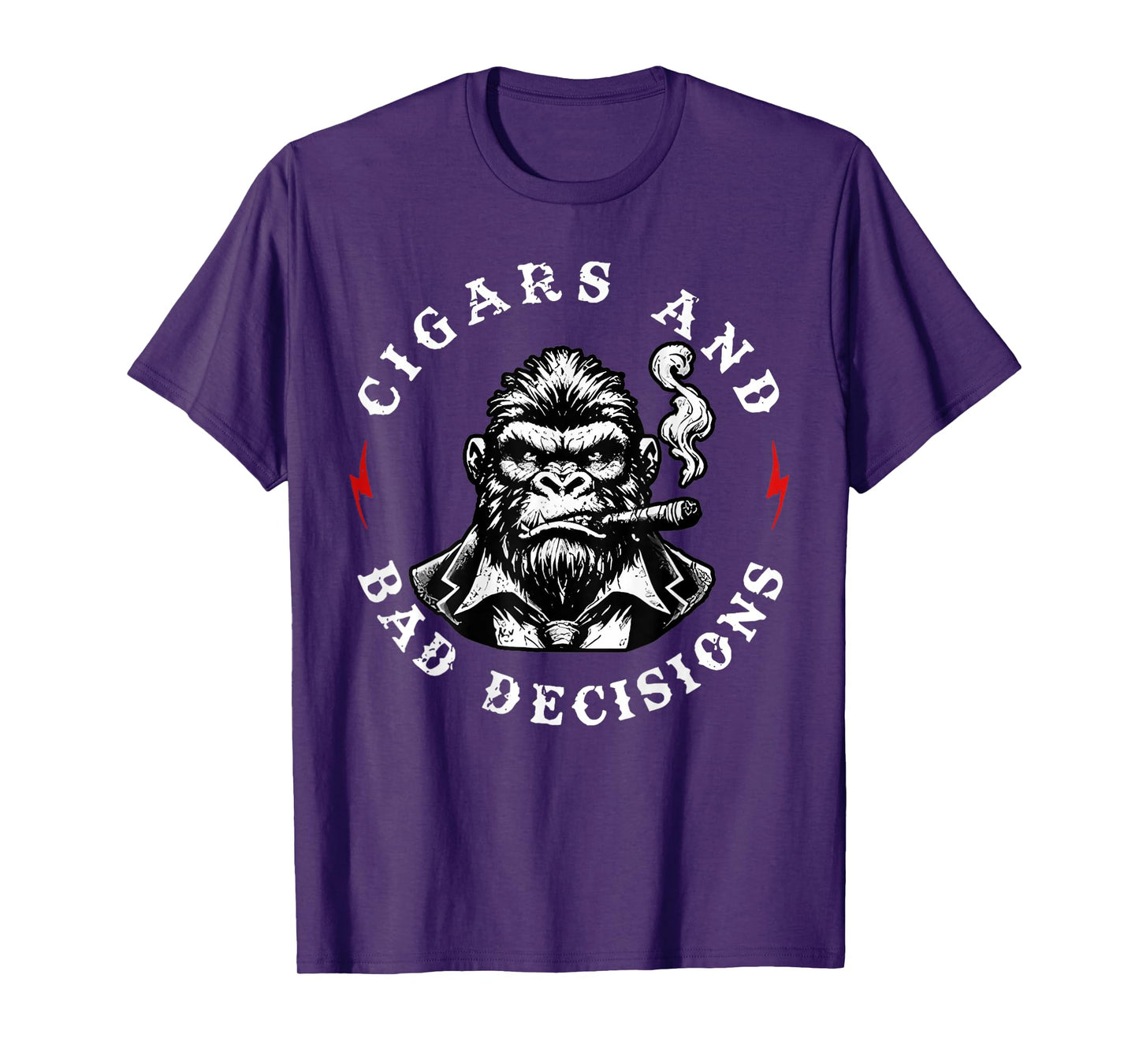 Funny Monkey Cigars And Bad Decisions (on back) T-Shirt