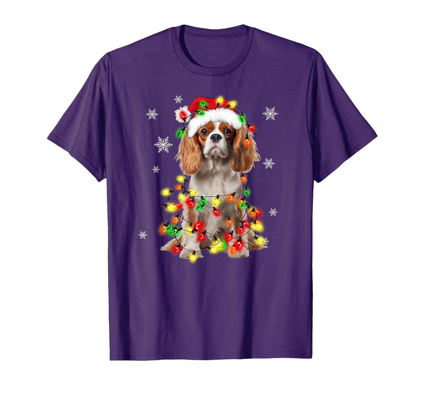 Cavalier King Charles Spaniel Dog Christmas Lights Pajama T-Shirt for Men Women Kids