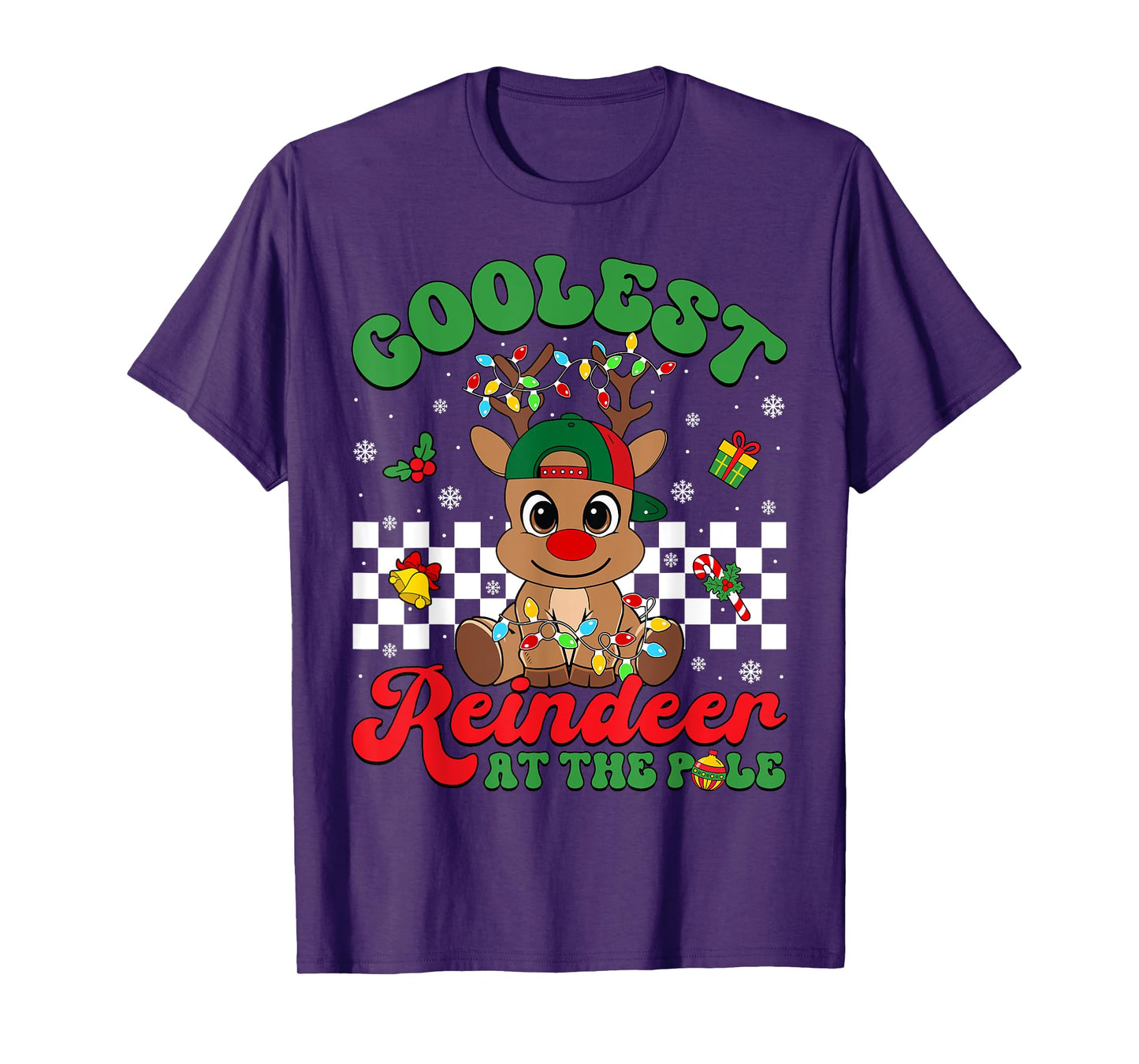 Coolest Reindeer At The Pole North Pole Christmas Boys Kids T-Shirt