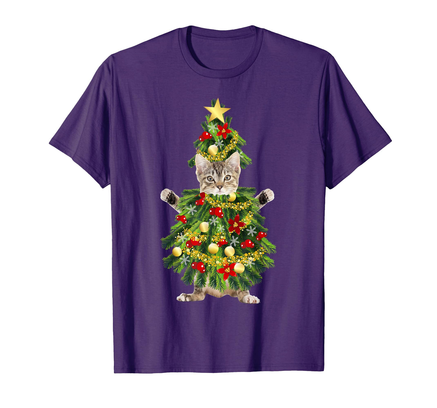 Funny Xmas Holiday Cat Christmas Tree for Cat Kitten Lovers T-Shirt for Men Women