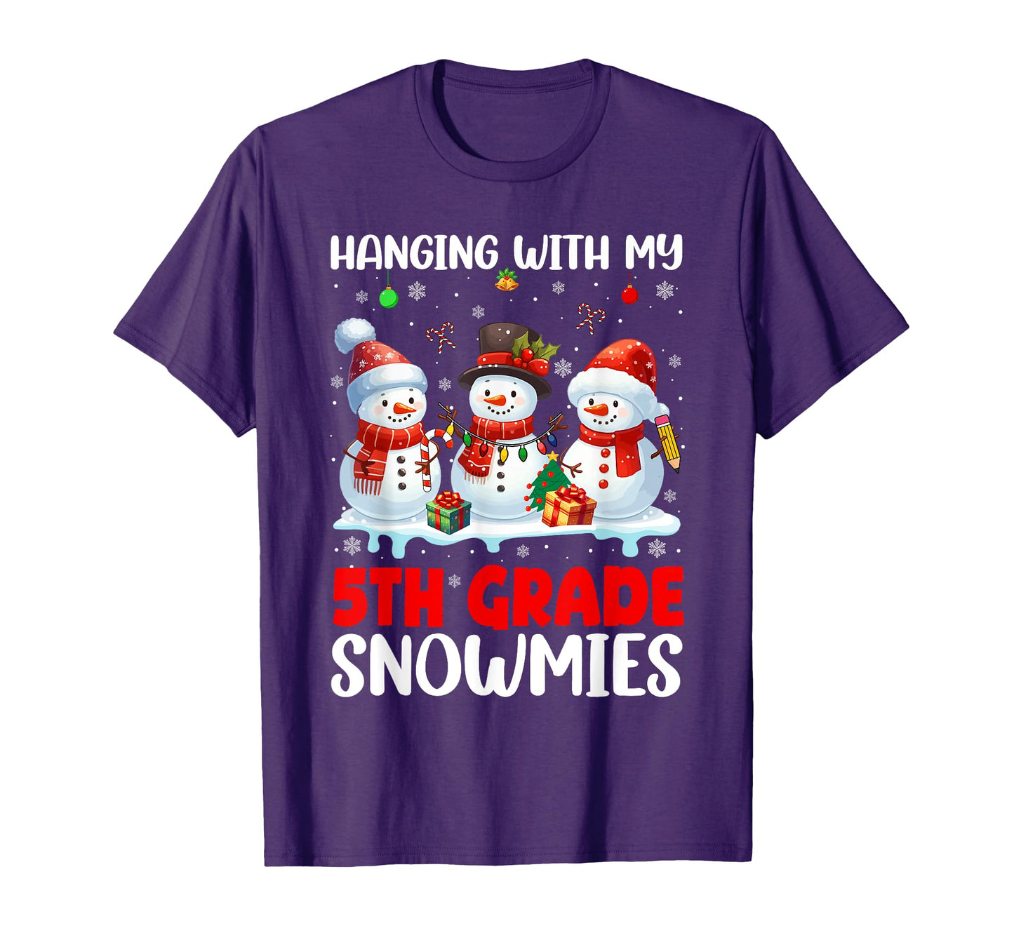 Chillin' With My 5th Grade Snowmies Xmas Teacher Students T-Shirt