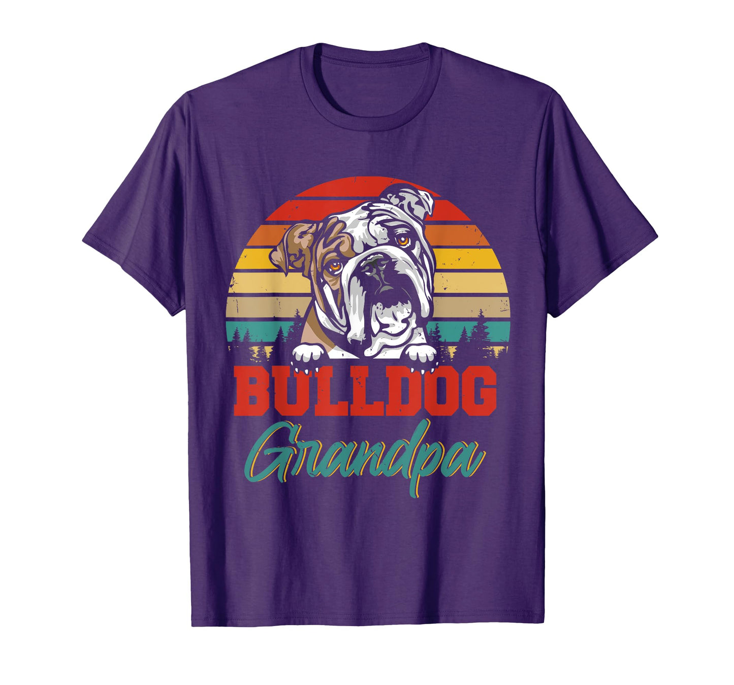 Vintage Retro Bulldog Grandpa Cool Father's Day Dog Lover T-Shirt for Men Women