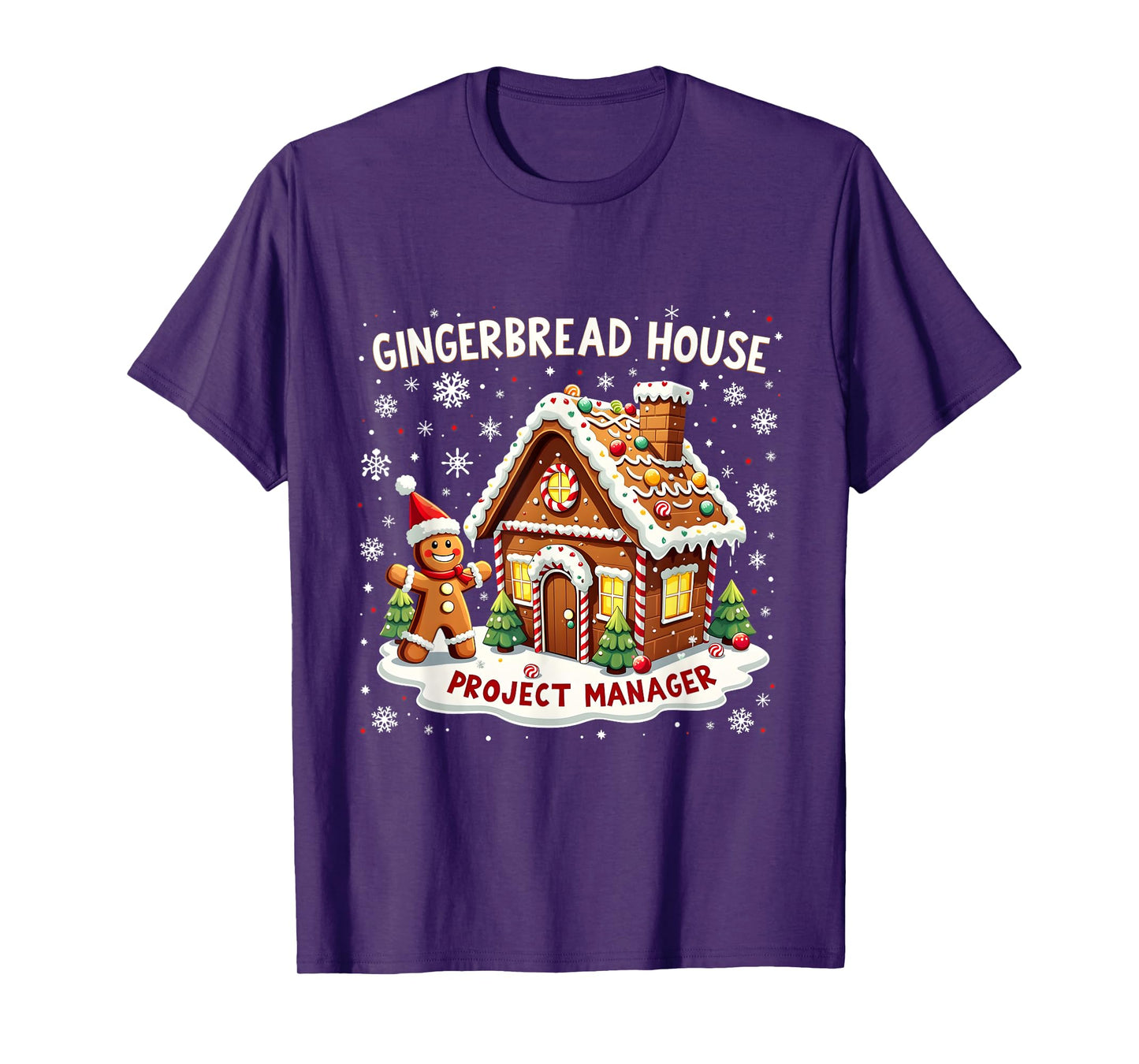 Merry Christmas Gingerbread House Project Manager Design T-Shirt