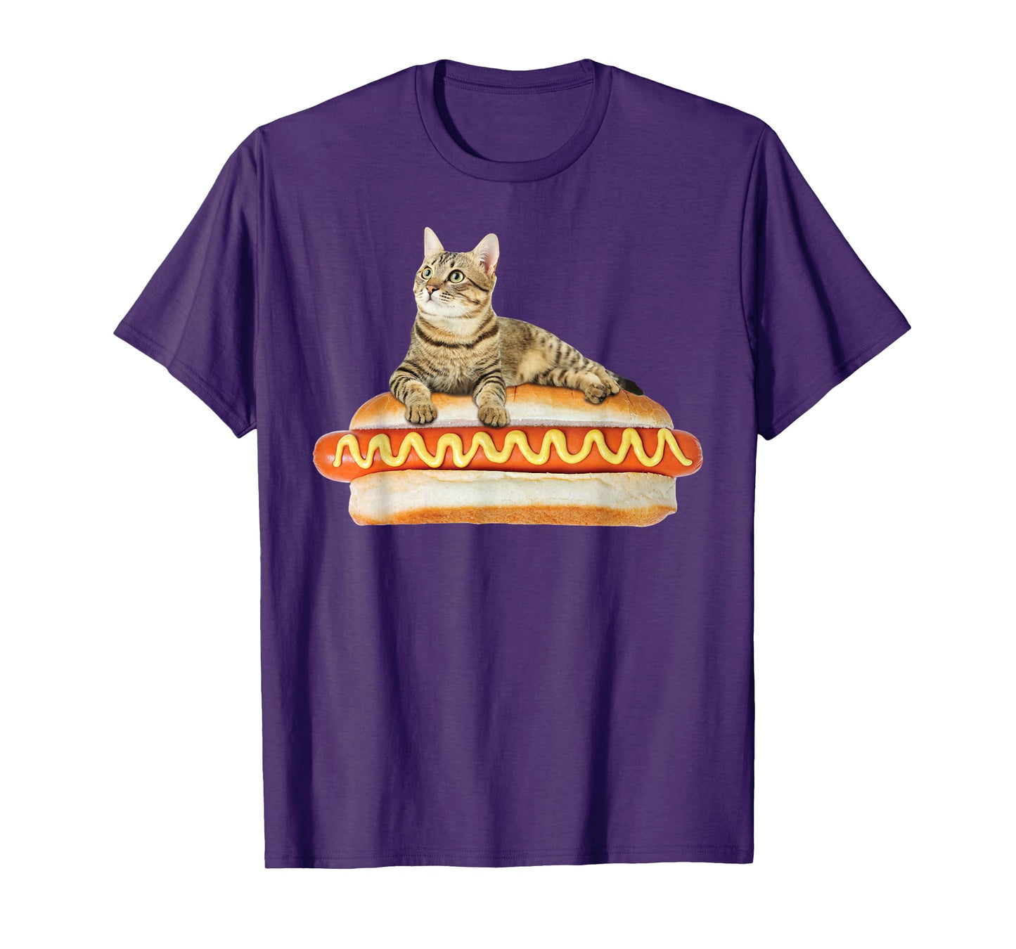 Funny Hot Dog Cat Tshirt by Zany Brainy, Cute Kitty Food Tee T-Shirt