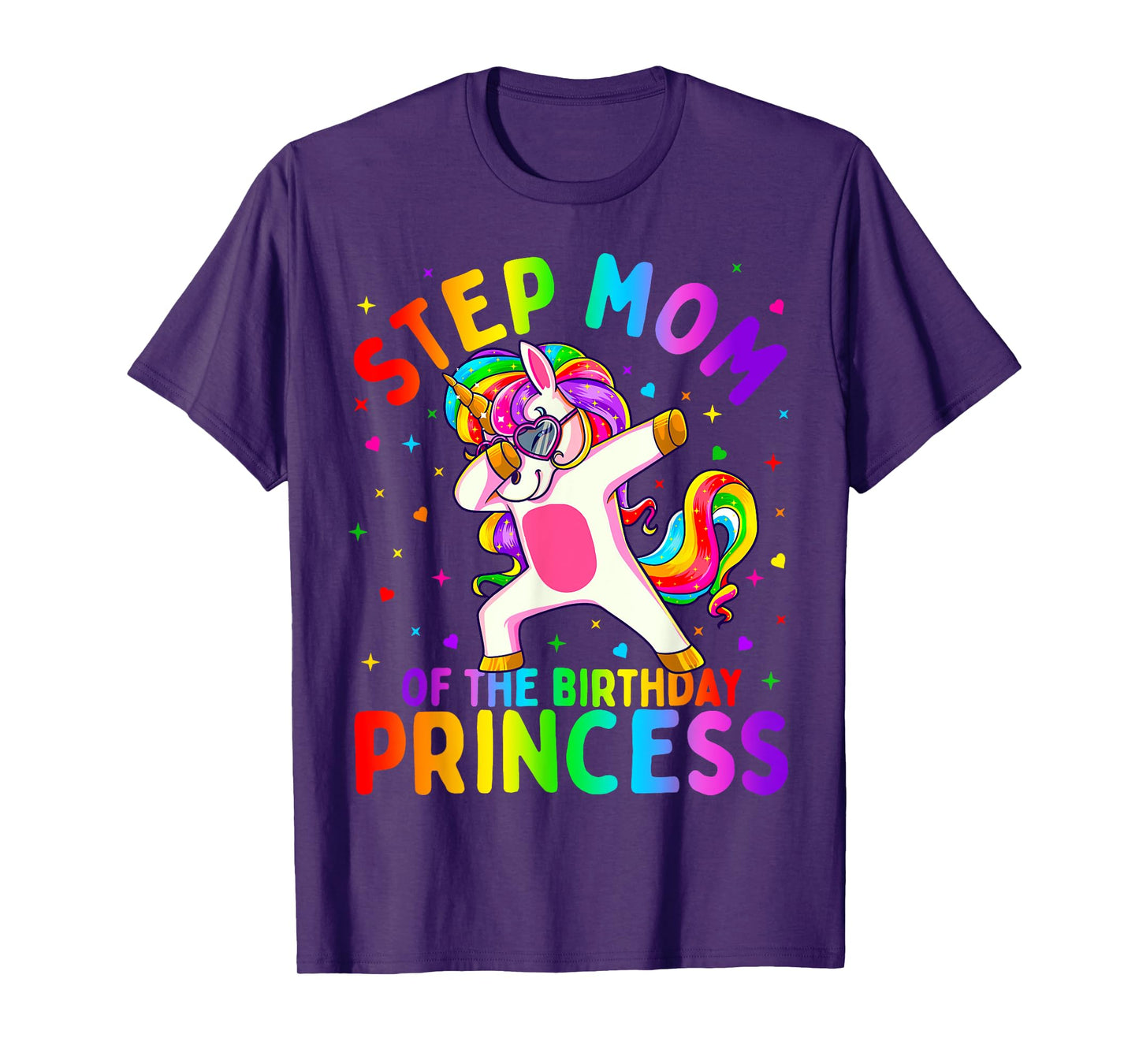 Step Mom of the Birthday Princess Girl Dabbing Unicorn T-Shirt