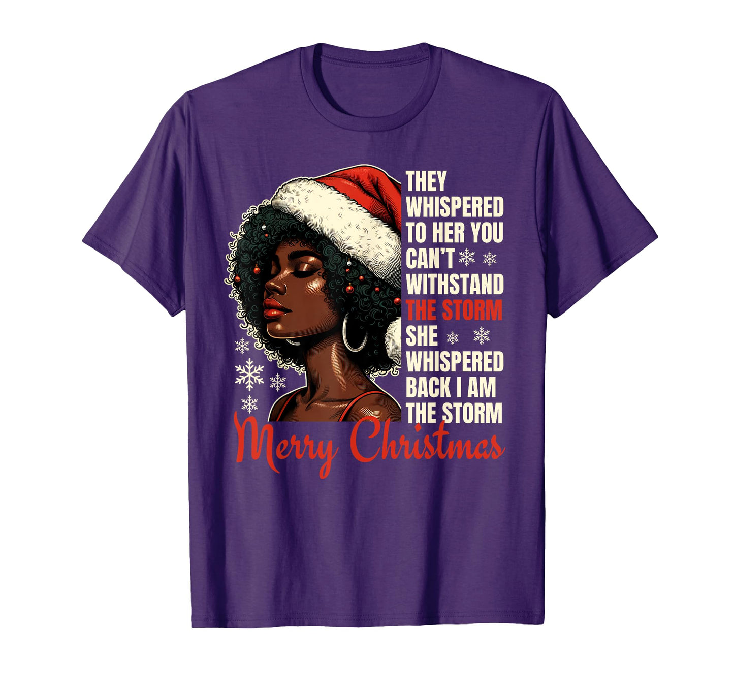 Christmas African American Black Woman Xmas Women Girls T-Shirt