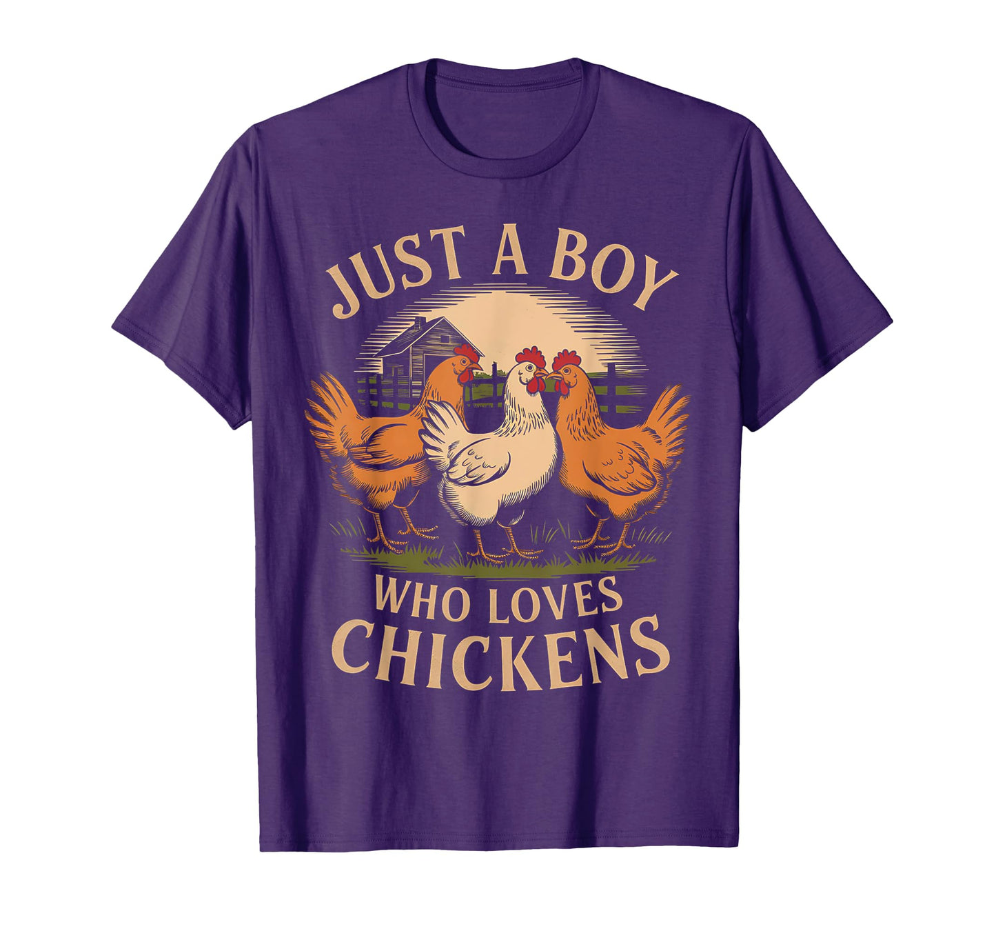 Just a Boy Who Loves Chickens Farm Life Vintage Boys Chicken T-Shirt