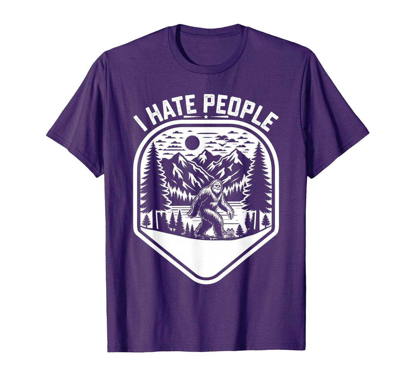 Retro Camping Bigfoot Sasquatch I Hate People Funny T-Shirt