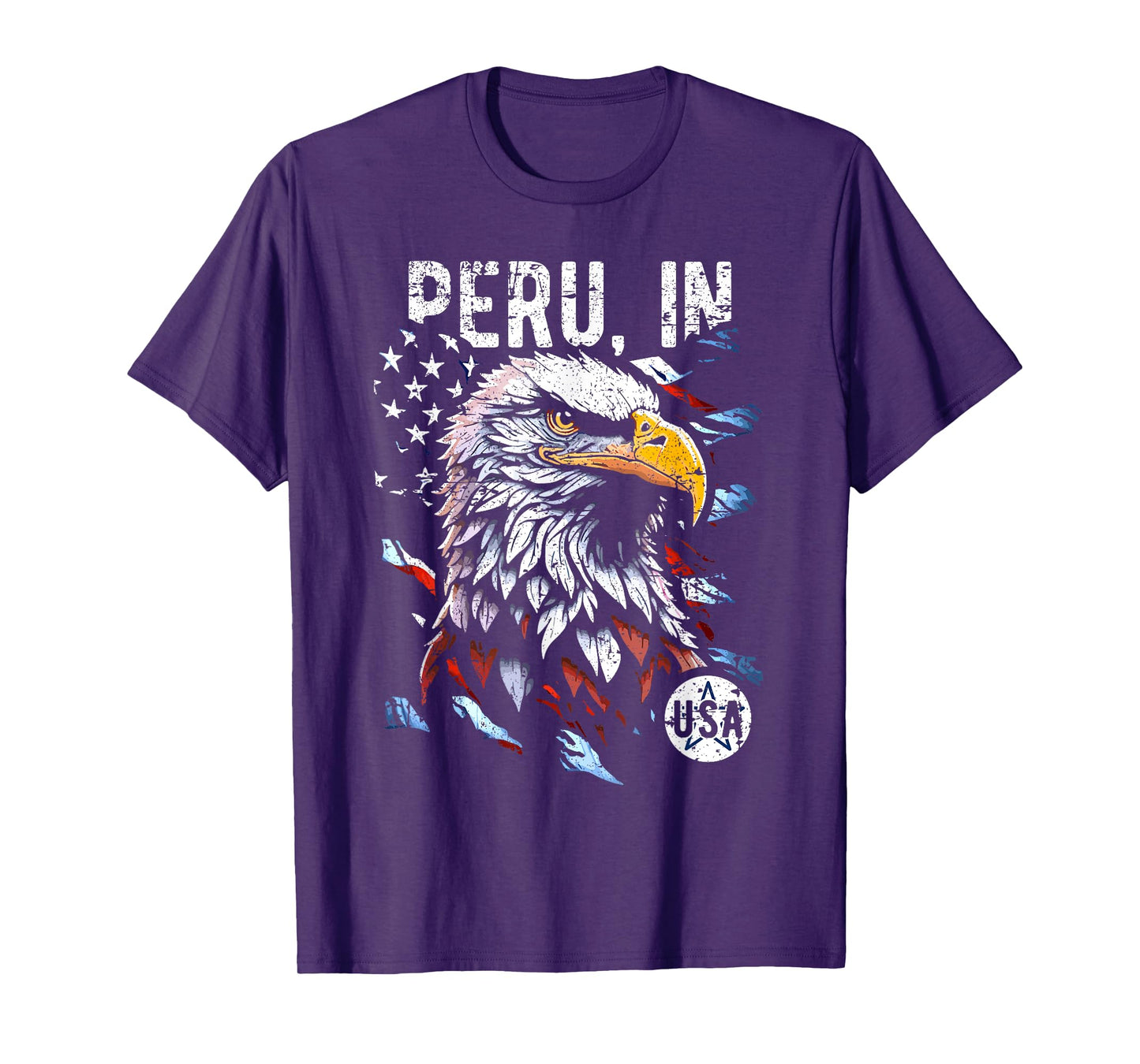 Peru IN USA Patriotic Eagle USA Flag Design T-Shirt