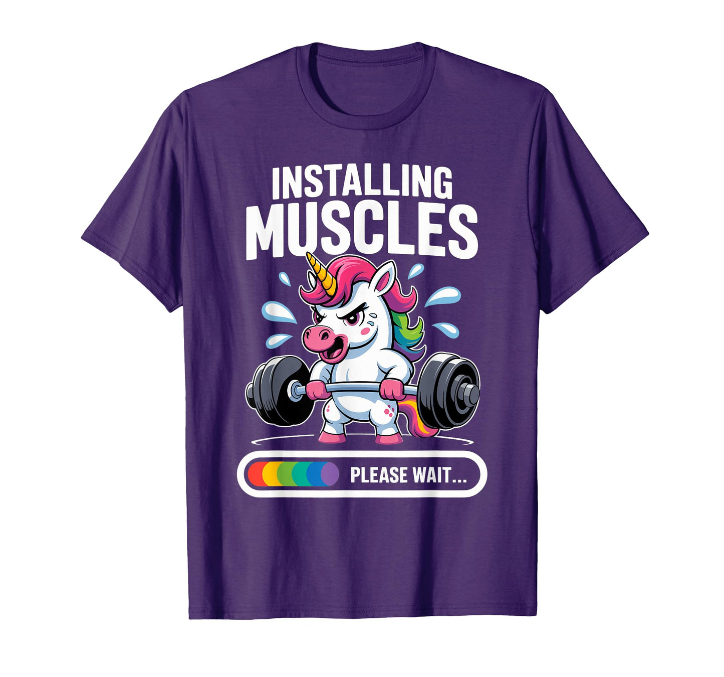 Funny Cute Unicorn Workout Gym Fitness Weightlifting T-Shirt