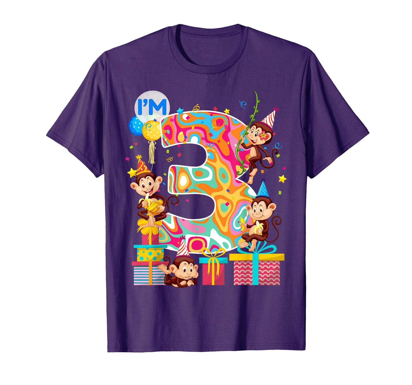 3rd B-Day Monkey Birthday Zoo Animal 3 Year Old Funny T-Shirt